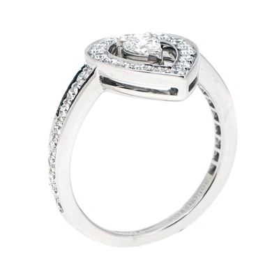 Pre-owned Boucheron Ava Pear Diamond 18k White Gold Ring Size 53