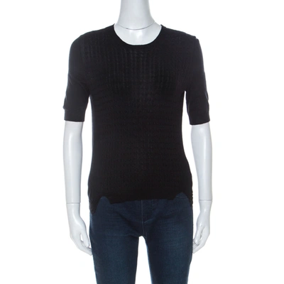 Pre-owned Miu Miu Black Cashmere Rib Knit Short Sleeve Top S