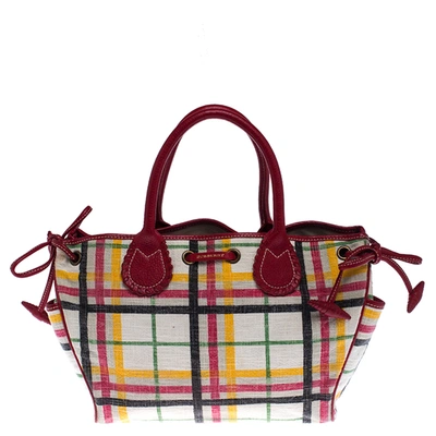Pre-owned Burberry Multicolor House Check Canvas And Leather Drawstring Tote