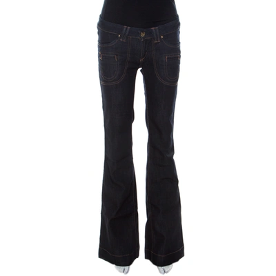 Pre-owned Barbara Bui Indigo Denim Low Rise Flared Jeans S In Navy Blue