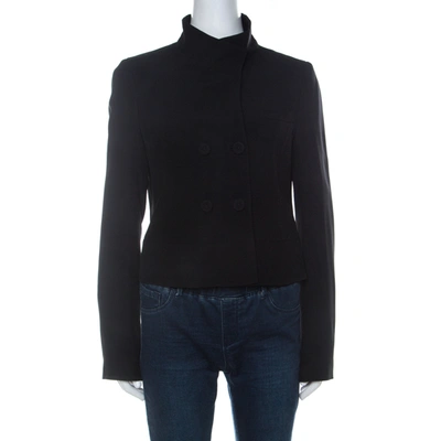 Pre-owned Joseph Black Crepe Double Breasted Cropped Jacket M