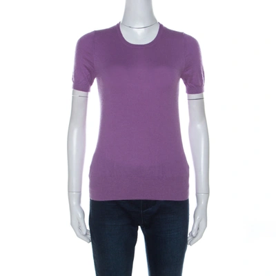 Pre-owned Joseph Purple Cashmere Knit Short Sleeve Top S