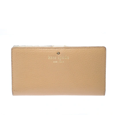 Pre-owned Kate Spade Cream Leather Flap Wallet