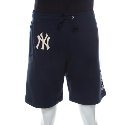 Pre-owned Gucci Navy Blue Cotton Ny Yankees Patch Shorts S