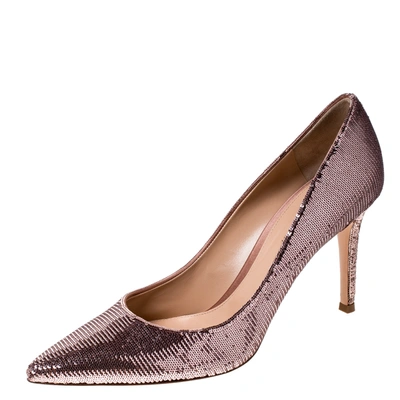 Pre-owned Gianvito Rossi Pink Metallic Sequins Gianvito Pointed Toe Pumps Size 41
