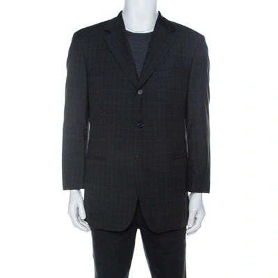 Pre-owned Hugo Boss Grey Checked Wool Single Breasted Blazer L