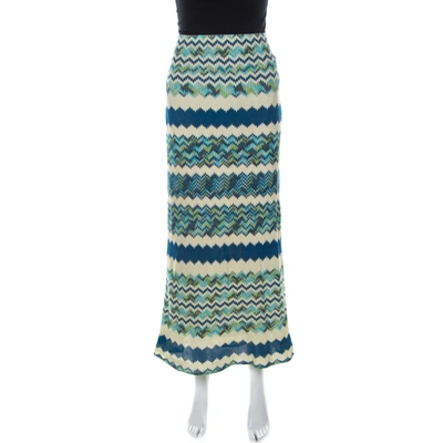 Pre-owned Missoni M  Multicolor Chevron Pattern Crochet Knit Maxi Skirt M