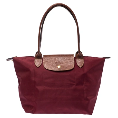 Pre-owned Longchamp Burgundy Nylon Small Le Pliage Tote