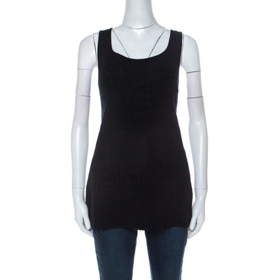 Pre-owned Escada Black Perforated Knit Wool Tank Top L