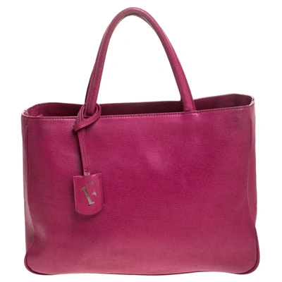 Pre-owned Furla Hot Pink Textured Leather Tote
