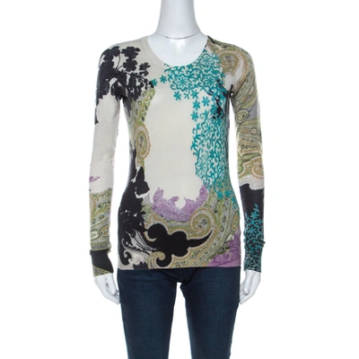 Pre-owned Etro Multicolor Paisley Print Silk And Cashmere Blend Sweater M