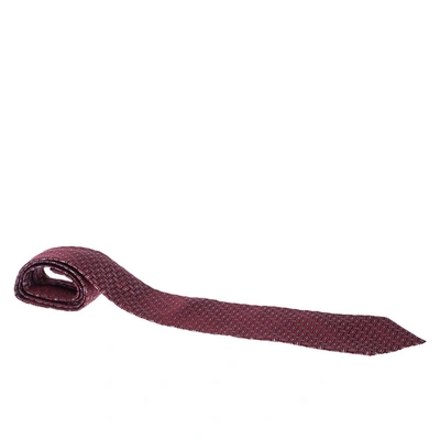 Pre-owned Ermenegildo Zegna Red Geometric Patterned Jacquard Silk Tie