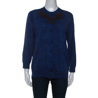 Pre-owned Louis Vuitton Blue Cotton Printed Cardigan M