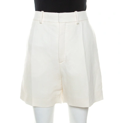Pre-owned Chloé Cream Silk Blend Shorts M