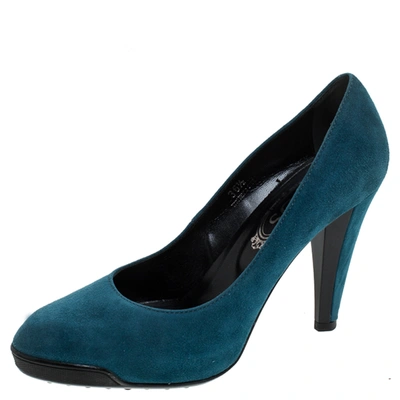 Pre-owned Tod's Blue Suede Platform Pumps Size 36.5