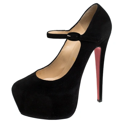 Pre-owned Christian Louboutin Black Suede Lady Daffodile Platform Pumps Size 37