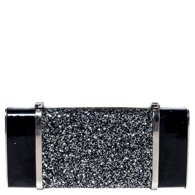 Pre-owned Dsquared2 Black Patent Leather And Glitter Box Clutch