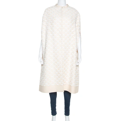 Pre-owned Valentino Cream And White Guipure Lace Cape Jacket M