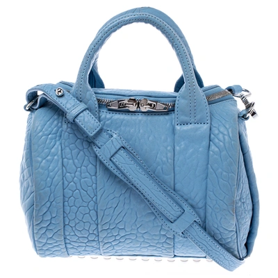 Pre-owned Alexander Wang Sky Blue Textured Leather Rocco Duffel Bag