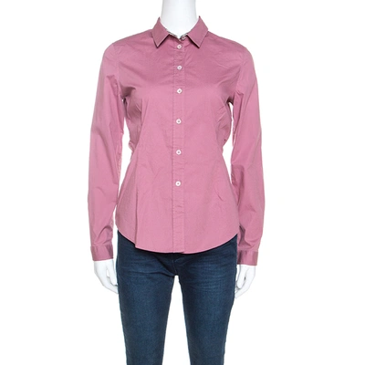 Pre-owned Burberry Pink Stretch Cotton Button Front Shirt S