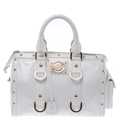 Pre-owned Versace White Leather Studded Satchel