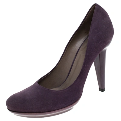 Pre-owned Bottega Veneta Purple Suede Platform Pumps Size 38.5