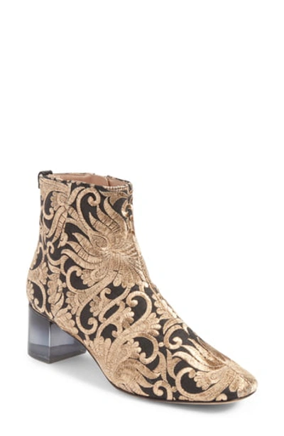 Tory Burch Leather And Fabric Ankle Boot In Black/gold