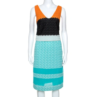 Pre-owned Missoni Blue Crochet Knit Sleeveless Dress M