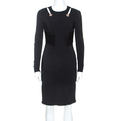 Pre-owned Versus Versace Black Crepe Cut Out Detail Sheath Dress S