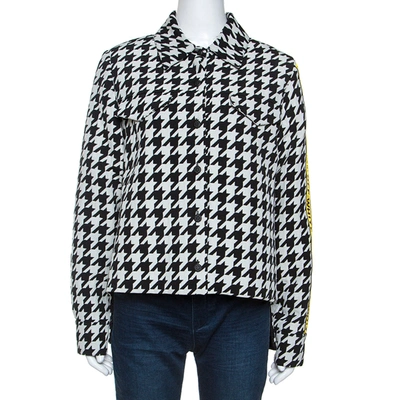 Pre-owned Off-white Monochrome Wool Blend Houndstooth Jacket M In Black