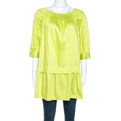 Pre-owned Moschino Green Cotton Drop Waist Tunic Top S