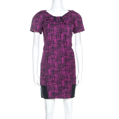 Pre-owned Marc By Marc Jacobs Magenta Printed Cotton Blend Canvas Dress S In Purple