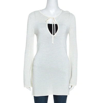 Pre-owned Gucci Cream Lurex Knit Tunic Top S