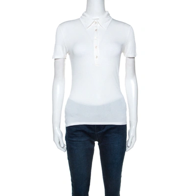 Pre-owned Max Mara White Jersey Collared T-shirt M