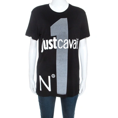Pre-owned Just Cavalli Black Logo Print Jersey Oversized T-shirt Xxs