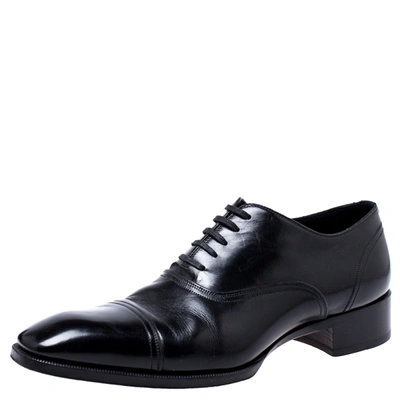 Pre-owned Tom Ford Black Leather Lace Up Oxfords Size 45