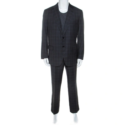 Pre-owned Brioni Grey Checked Wool Super 150s Parlamento Suit 2xl