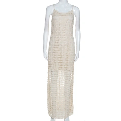 Pre-owned Alice And Olivia Cream Crochet Anora Maxi Dress M