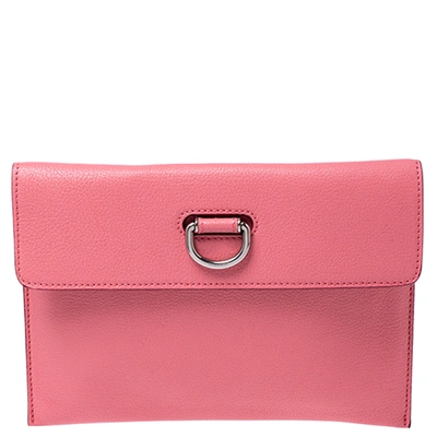 Pre-owned Burberry Pink Leather Patton Clutch