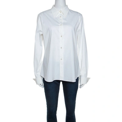 Pre-owned Jil Sander Off White Stretch Front Button Shirt L