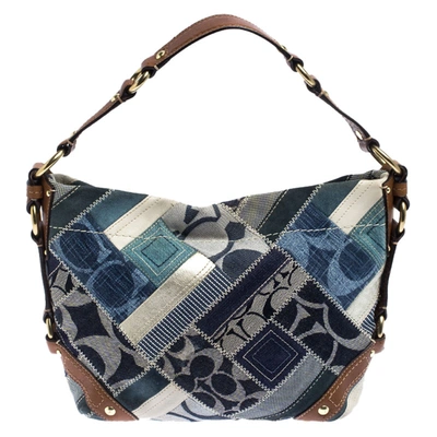 Pre-owned Coach Multicolor Patchwork Leather And Fabric Carly Hobo
