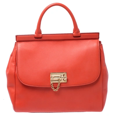 Pre-owned Dolce & Gabbana Orange Leather Miss Monica Top Handle Bag