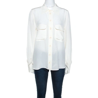 Pre-owned Chloé Off White Silk Button Front Shirt L