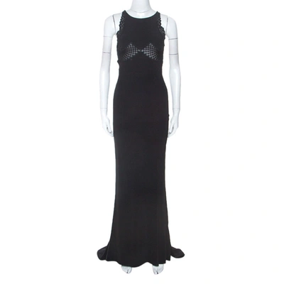 Pre-owned Stella Mccartney Black Crepe Lace Insert Sleeveless Maxi Dress Xs