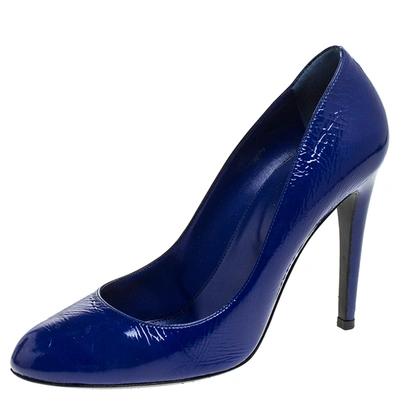 Pre-owned Sergio Rossi Electric Blue Patent Leather Round Toe Pumps Size 40