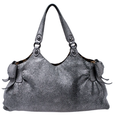 Pre-owned Moschino Silver Glitter Leather Cheap And Chic Tote
