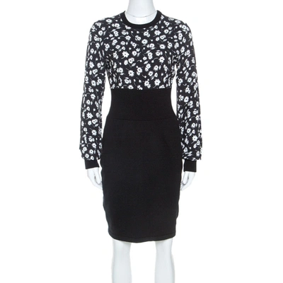 Pre-owned Dolce & Gabbana Black Cashmere Belluci Daisy Print Knit Dress M