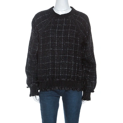 Pre-owned Chanel Black Checked Fantasy Tweed Sweater M