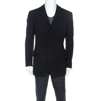 Pre-owned Givenchy Navy Blue Waffle Knit Three Button Blazer L