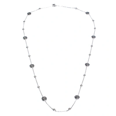 Pre-owned Damiani Ssima Onyx Diamond Silver Long Station Necklace